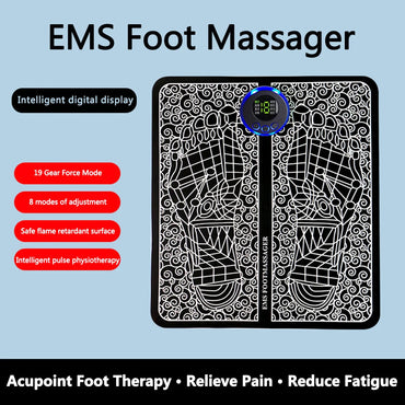 EMS Foot Circulation Massager Electric Feet Massage 8 Modes USB Rechargeable Foot Booster Remote Control for Relax Feet and Legs