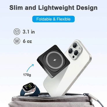Magnetic Wireless Charger 3-in-1 Folding Fast Charging Station Foldable Travel for Magsafe iPhone 17/16/15/14/13 Watch Airpods