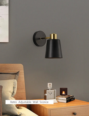 Vintage Adjustable Wall Mounted Sconce Bedside Lamp for Bedroom Study Decoration Led Interior Wall Lighting Fixtures Black Brass