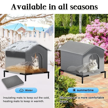 Stray Cat Houses with Mat Waterproof Winter Warm Shelter Foldable Pet Cave Nest Sleeping Beds for Outdoor Cats Small Dog Puppies