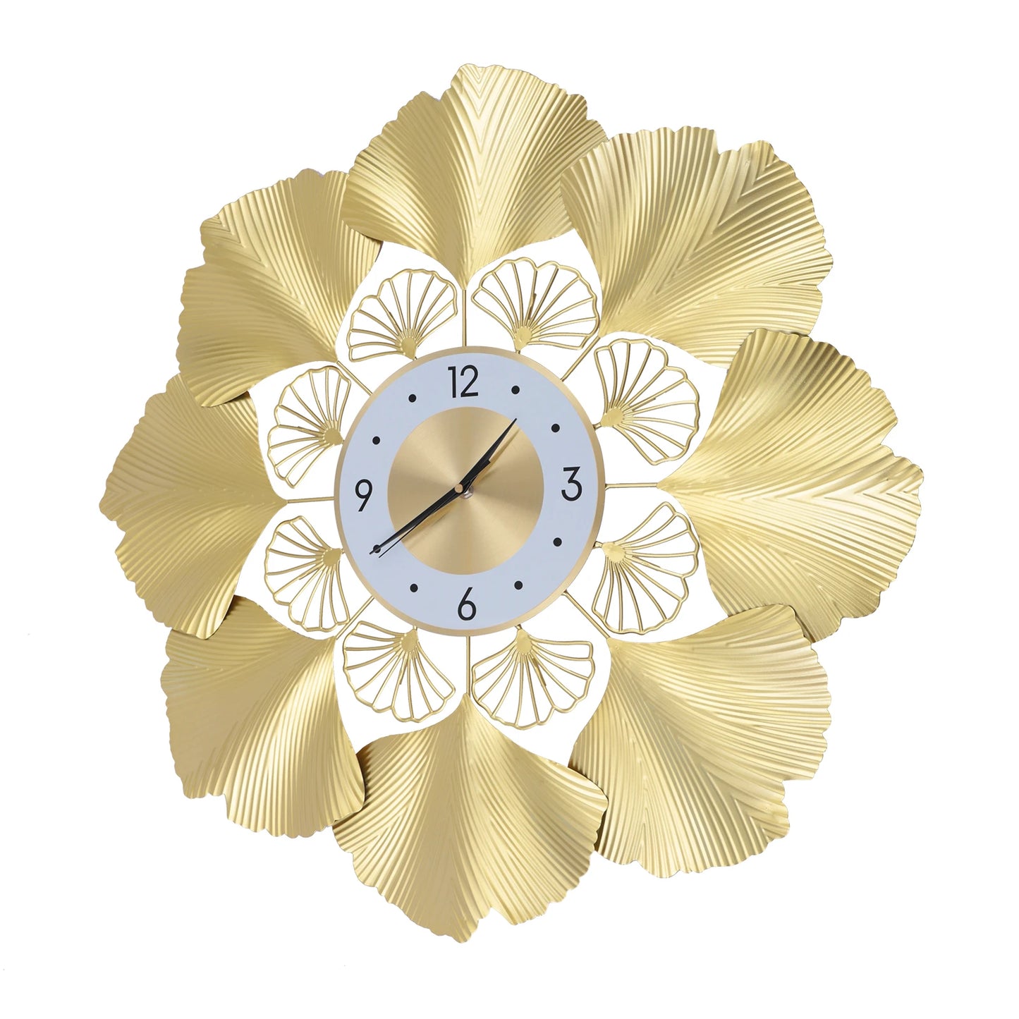 Ginkgo Biloba Wall Clock 3D Creative ginkgo biloba wall clock Gold Dial Design Silent Sweep Seconds Movement Digital Display