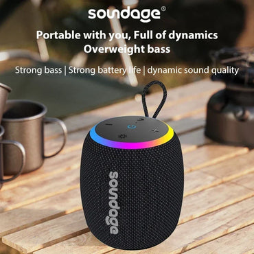 Soundage Portable Wireless Bluetooth Speaker 360 Degree Stereo Surround Subwoofer IPX6 Waterproof Support TF TWS Speaker