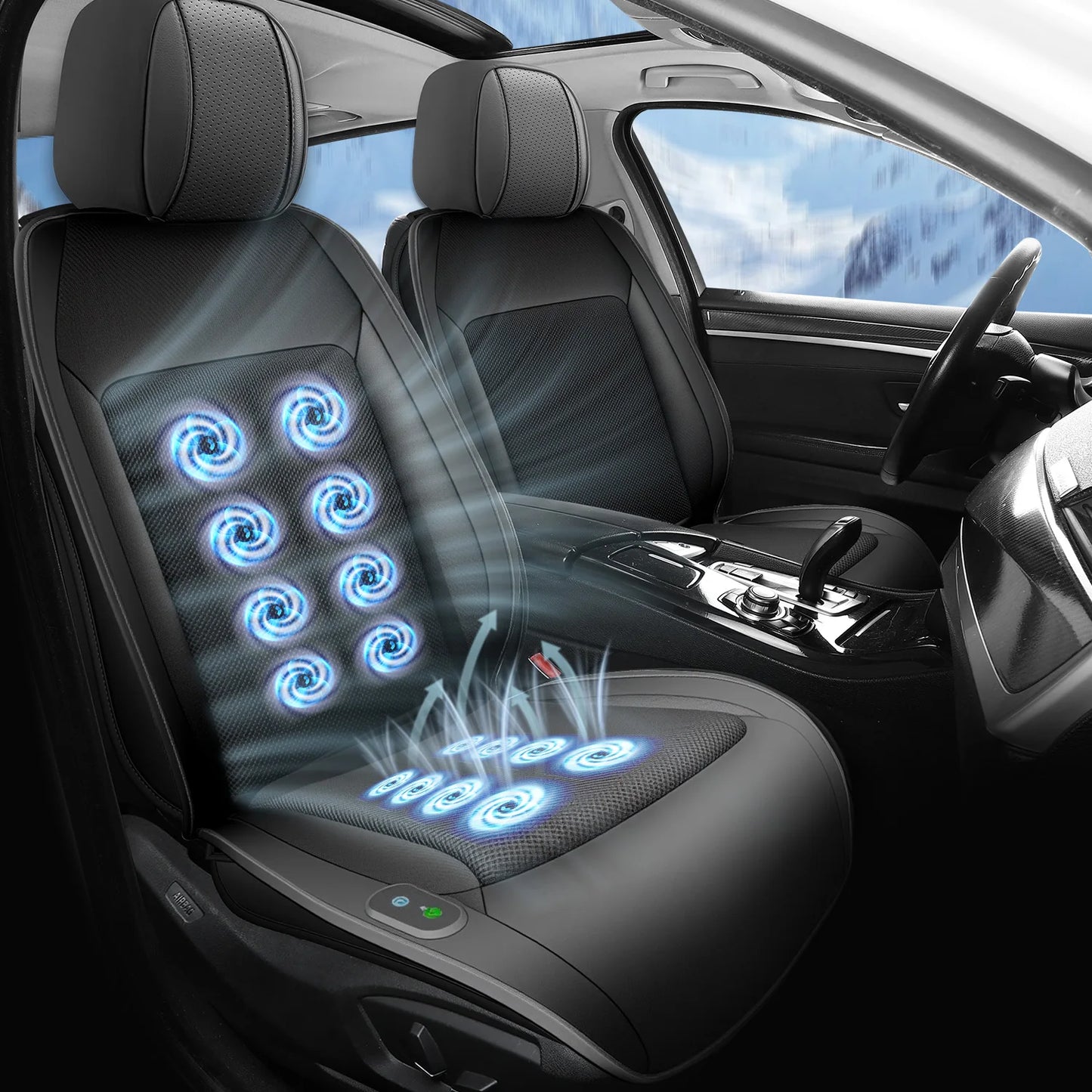 12V 16-Fan / 8-Fan Cooling Car Seat Cover–Ventilated Cushion for Cars, SUVs & Trucks, Universal Fit