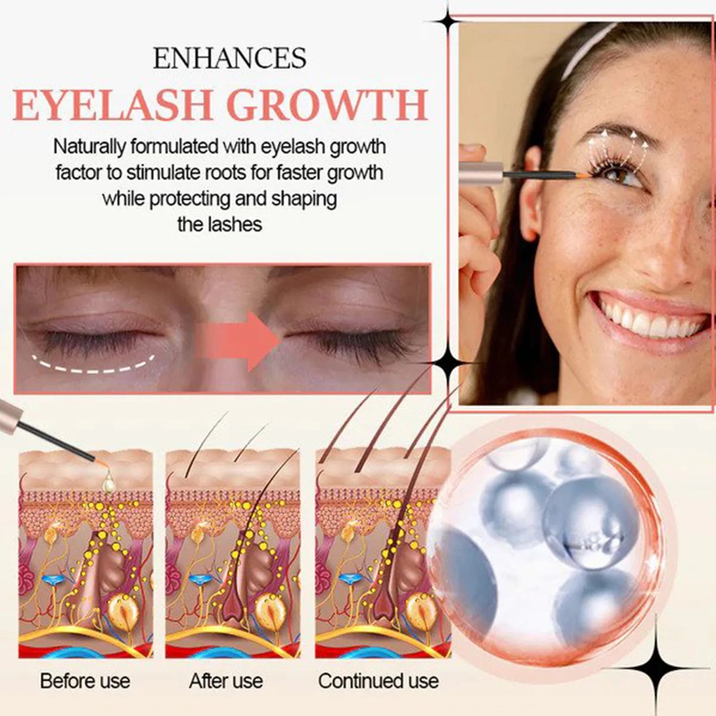 Eelhoe 3ml Eyelash Growth Serum Strengthen Eye Lash Curl Lengthening Makeup Enhancer  Lash Eyebrow Fuller Thicken Eyelash Serum