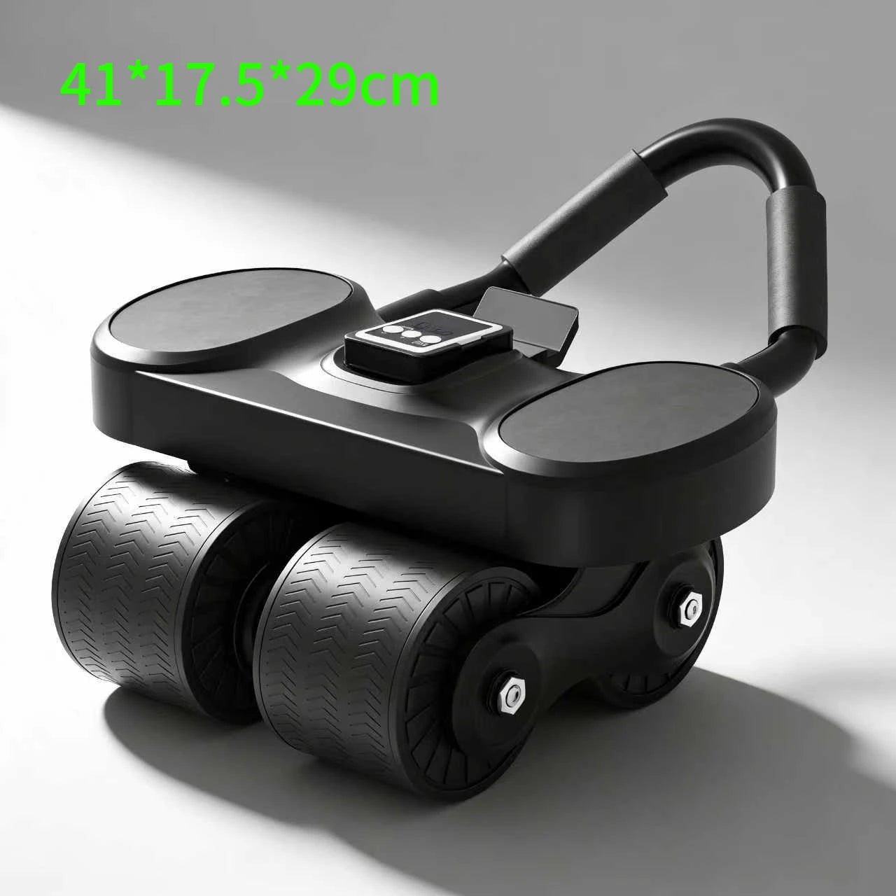 4-Wheels Ab Roller with LCD – Home Gym Equipment, Elbow Support, Non-Slip Handles, Tracks Time & Calories Burned.