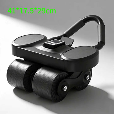 4-Wheels Ab Roller with LCD – Home Gym Equipment, Elbow Support, Non-Slip Handles, Tracks Time & Calories Burned.