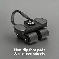 4-Wheels Ab Roller with LCD – Home Gym Equipment, Elbow Support, Non-Slip Handles, Tracks Time & Calories Burned.