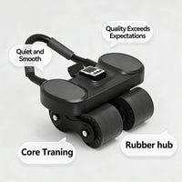 4-Wheels Ab Roller with LCD – Home Gym Equipment, Elbow Support, Non-Slip Handles, Tracks Time & Calories Burned.