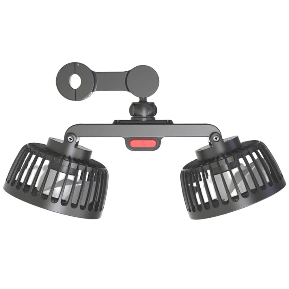 12V/24V Car Seat Back Cooling Fan Dual Head Auto Rear Seat Air Fan 360 Degree Rotation Electric Seat Back Cooler for Vehicle SUV
