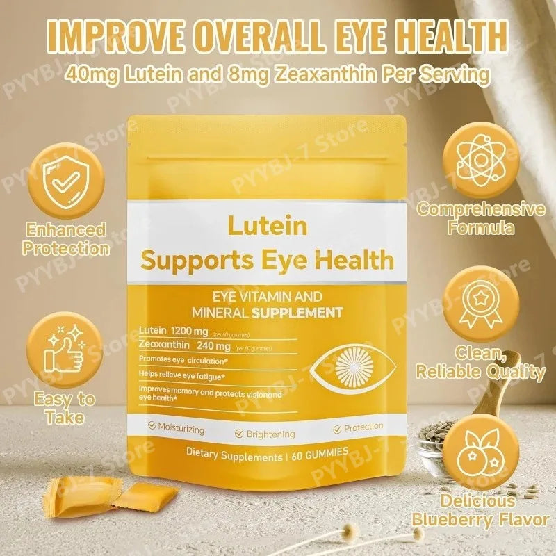 Lutein Gummies Eye Vitamin and Mineral Supplement with 20mg Lutein 4mg Zeaxanthin Gummy Vitamins for Eye Health Support
