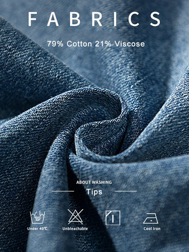 2026 New Denim Cotton Men's Shirt Long Sleeve Black Blue Drop Shoulder Button Pockets Cowboy Loose Casual Work Jeans Shirts