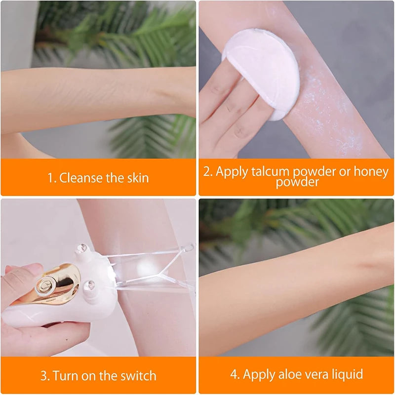 Electric Cotton Thread Epilator with LCD Display Facial Hair Remover Defeather Instant Arm Leg Hair Removal Threading Depilation