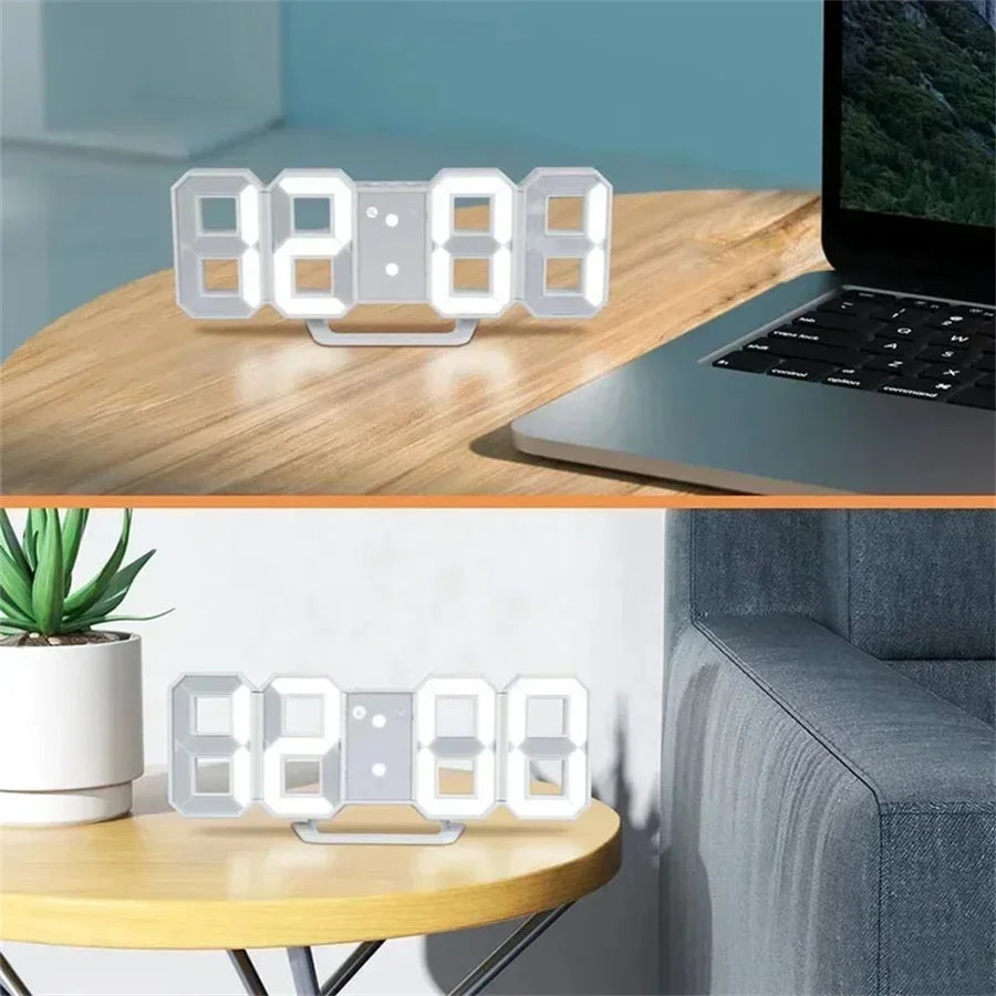 3D LED Digital Clock Wall Decoration Glow Night Mode Decoration for Bedroom Adjustable Electronic Watch Room Decor Aesthetics