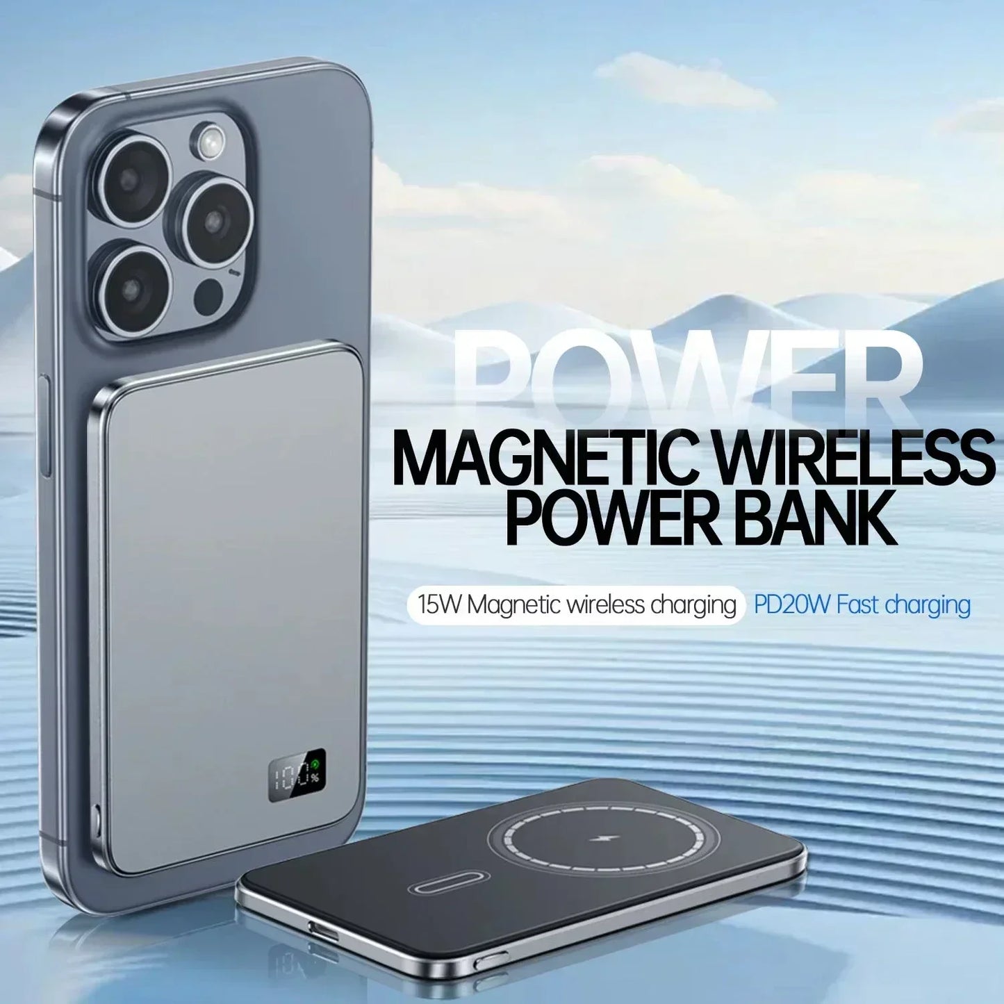 Lenovo Magnetic Wireless 50000mAh Power Bank PD22.5W Super Fast Charging External Battery for Magsafe For iPhone Huawei Samsung