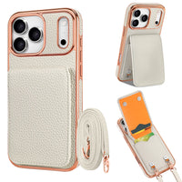 Faux Leather Wallet Phone Case for iPhone - Protective Card Holder Kickstand Crossbody Strap Compatible with iPhone 17/16/15/14