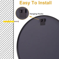 24.2"x24.2" Round Bathroom Mirror Wall Mirror, Metal Frame Circle Mirror Black