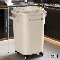 Household wheeled kitchen trash can with large capacity, no need to bend over, high appearance level, horizontal type trash can