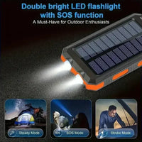 Hiking Emergency Must-Have: 10000mAh 4-in-1 Solar Power Bank with Camping Light & Compass