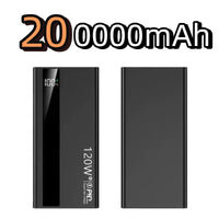 200000mAh High Capacity PowerBank 120W Super Fast Charging Portable External Battery Powerbank For Iphone Huawei Samsung Oppo