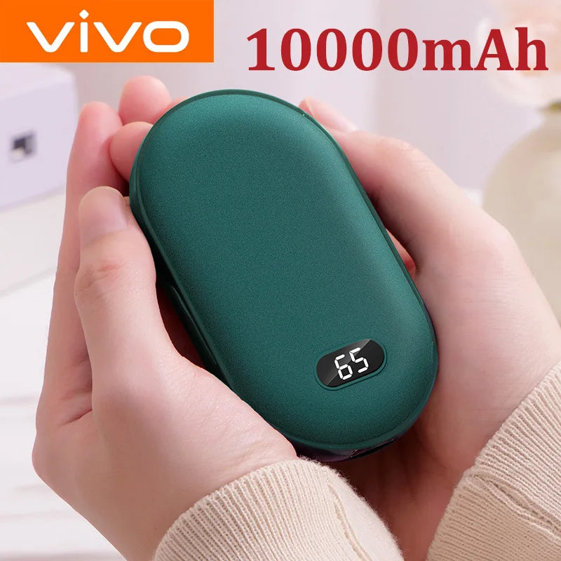 VIVO 10000mAh Hand Warmer Power Bank 2 IN 1 Double-Sided Heating Fast Charging Battery Digital Display Power Bank For Winter