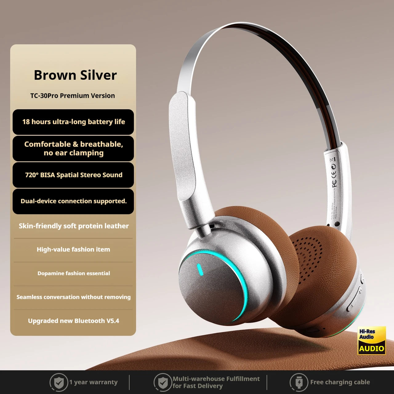 High-Quality Wireless Bluetooth-compatible Headphones, Smart Noise Cancelling, Universal Music Earbuds, V6.0 Headset Earphones