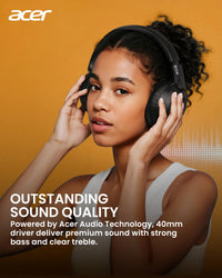 Acer OHR205 Wireless Bluetooth Headphones Foldable Over-Ear Headphone with 40mm Drivers Multipoint Bluetooth 6.0 for Home,Office