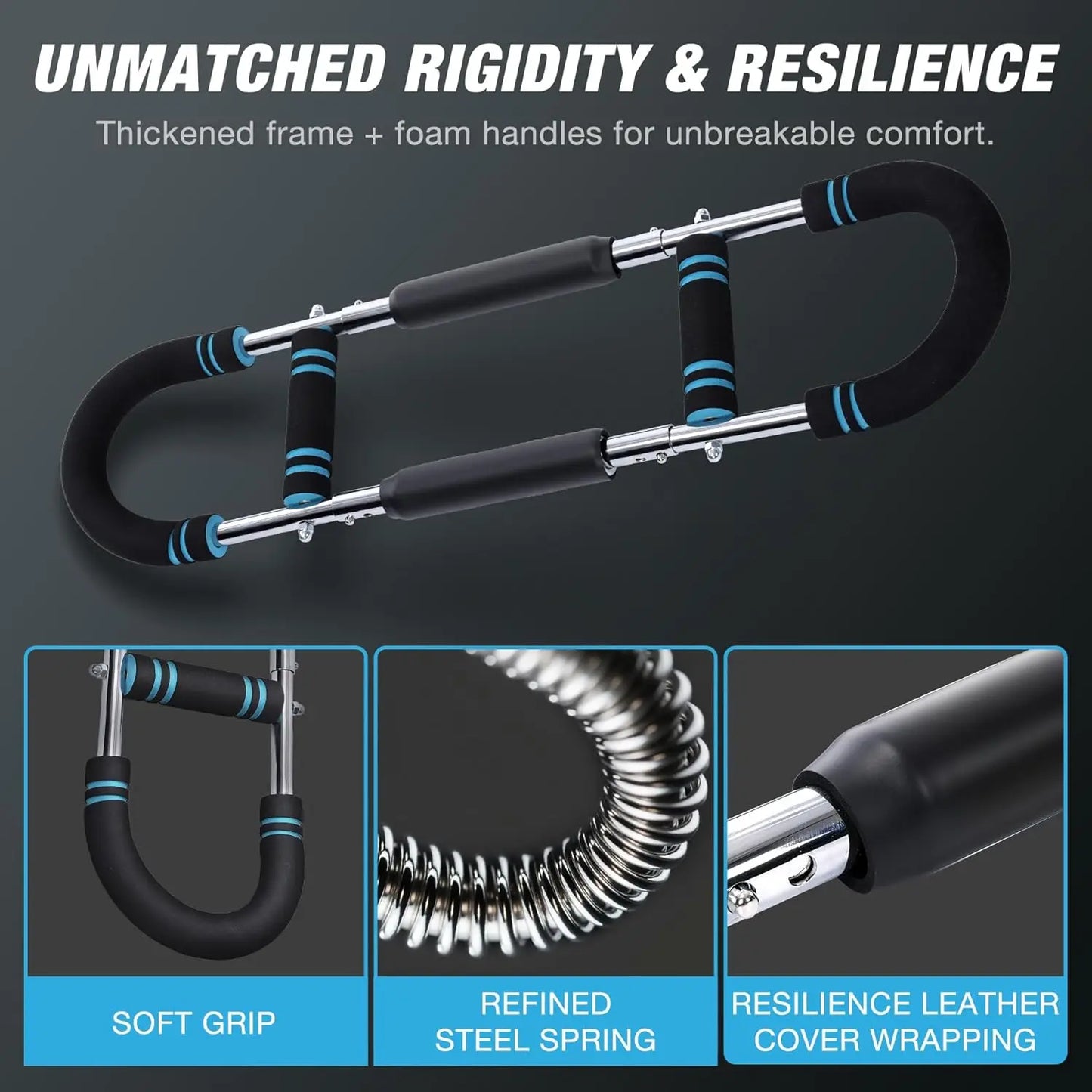 Twister Chest Expander: 66-110lbs 3-Level Arm Trainer. Portable Spring Bar with Safety Sleeve for Shoulder, Biceps & Chest.