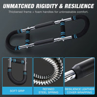 Twister Chest Expander: 66-110lbs 3-Level Arm Trainer. Portable Spring Bar with Safety Sleeve for Shoulder, Biceps & Chest.