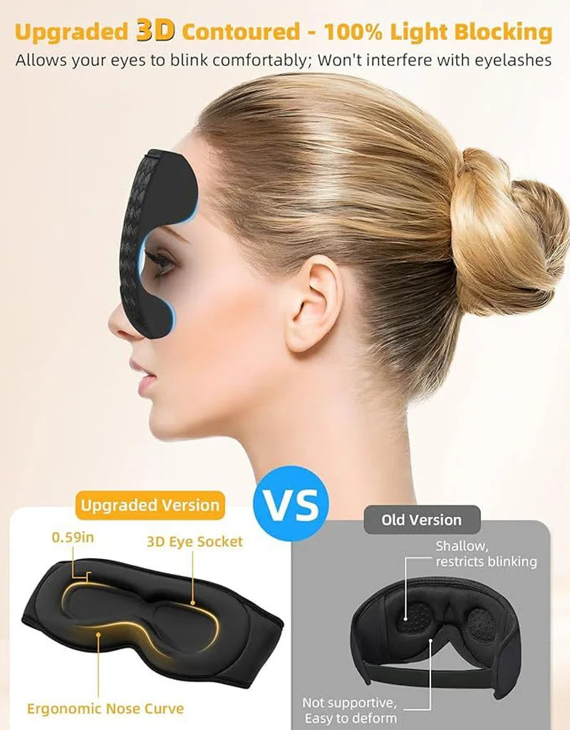 Bluetooth 3D Eye Mask Sleep Headphones Soft Cotton Blindfold Wireless Sleep Mask Speaker Microphone Comfortable Music Earphones