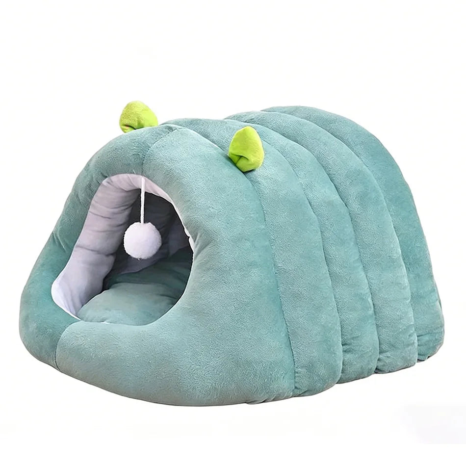 Deep Sleep Cat Bed Cartoon Pet Cave Foldable Removable Washable Sleeping Mat Bed for Kitten Puppy