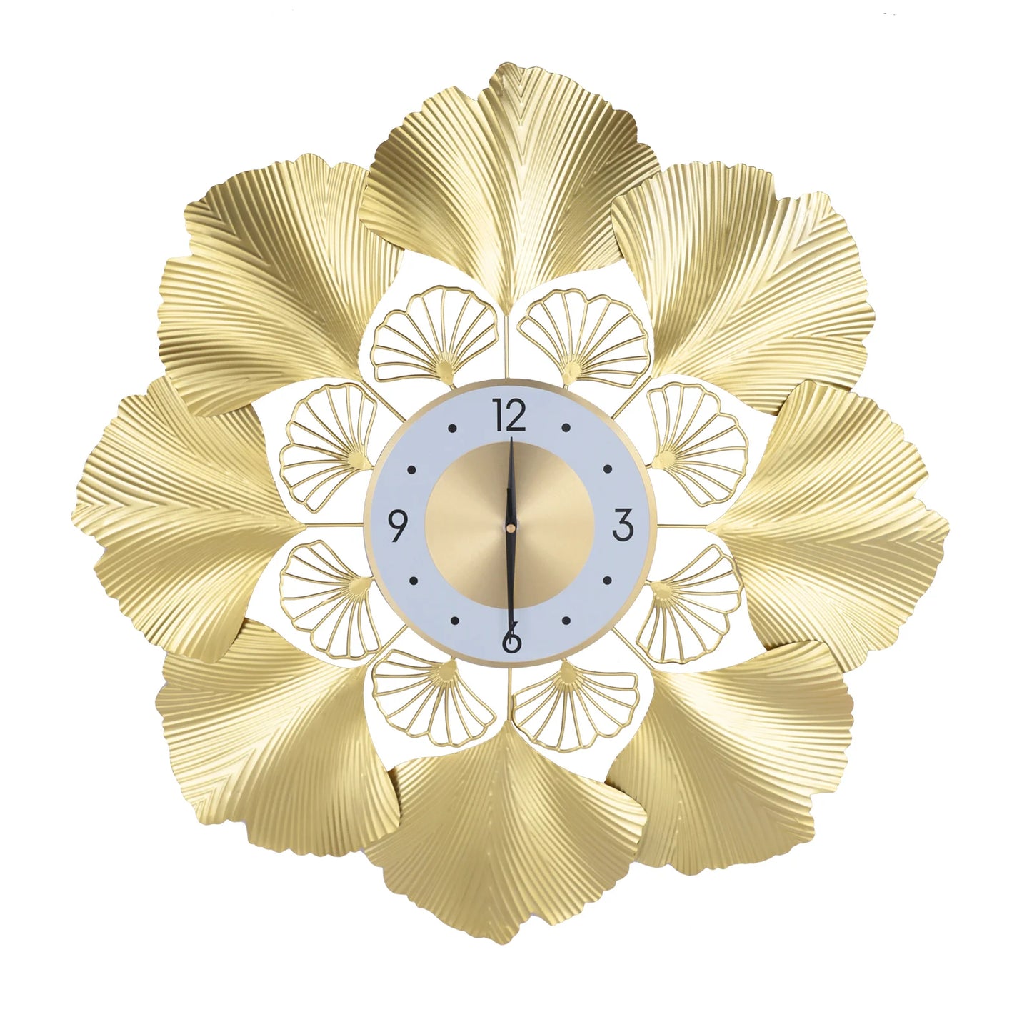 Ginkgo Biloba Wall Clock 3D Creative ginkgo biloba wall clock Gold Dial Design Silent Sweep Seconds Movement Digital Display