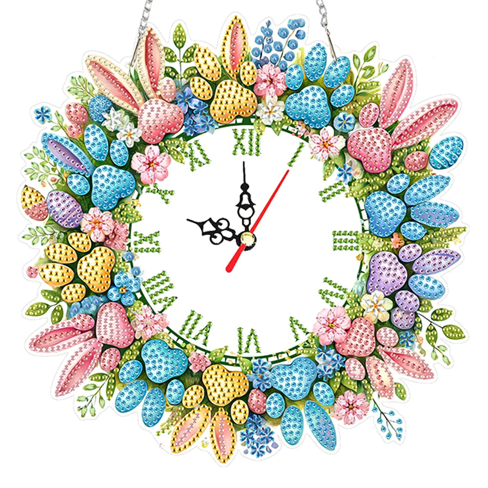 2D Flat DIY Acrylic Special Shape Diamond Painting Clock Pendant Diamond Art Clock Pendant Kit Creative Craft Project