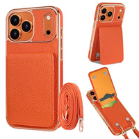 Faux Leather Wallet Phone Case for iPhone - Protective Card Holder Kickstand Crossbody Strap Compatible with iPhone 17/16/15/14