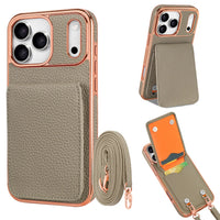 Faux Leather Wallet Phone Case for iPhone - Protective Card Holder Kickstand Crossbody Strap Compatible with iPhone 17/16/15/14