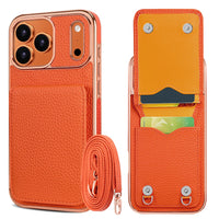 Faux Leather Wallet Phone Case for iPhone - Protective Card Holder Kickstand Crossbody Strap Compatible with iPhone 17/16/15/14