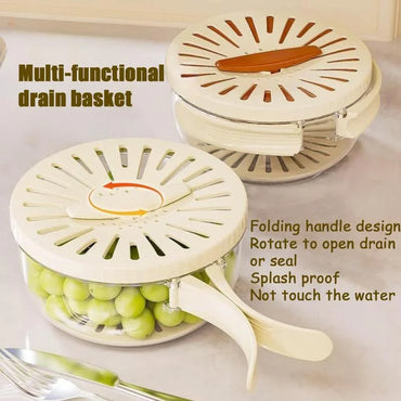 Household Vegetable Dehydrator Creative Manual Water Salad Folding Fruit Drain Basket Dryer Hand Crank Kitchen Household Gadget