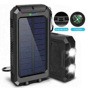 Hiking Emergency Must-Have: 10000mAh 4-in-1 Solar Power Bank with Camping Light & Compass