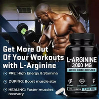 L Arginine 3000mg Capsules | 120 Tablets | Maximum Dose L-Arginine Nitric Oxide Supplement for Workout Training & Muscle Growth