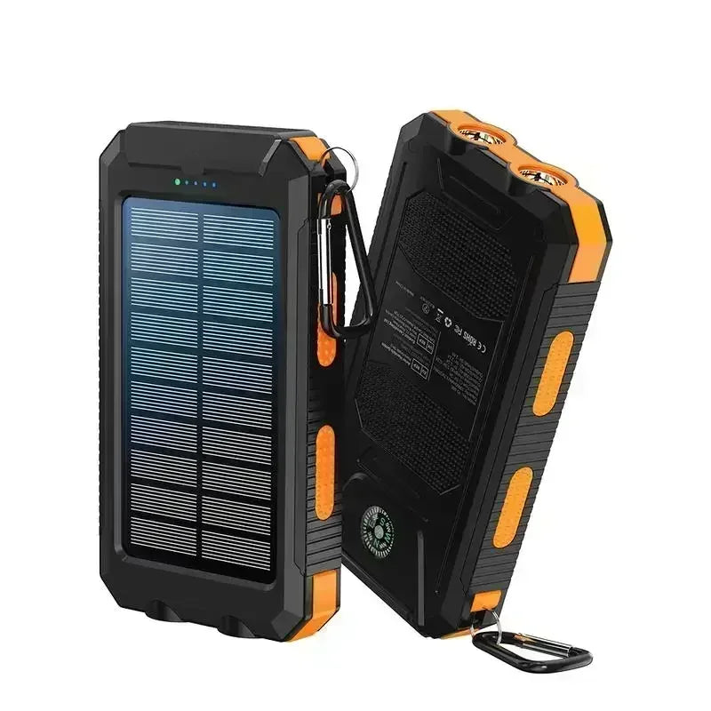 Hiking Emergency Must-Have: 10000mAh 4-in-1 Solar Power Bank with Camping Light & Compass
