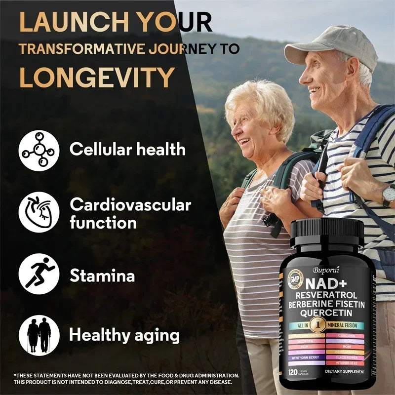 NAD+ Resveratrol Berberine - Promotes Cardiovascular Health,Improve Endurance,Cellular Health,Healthy Aging,Supplement Nutrition