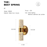 Modern 24W Mirror light Wall Lamps Indoor Fixtures Bubble Crystal Wall Sconces for Bathroom Bedroom Hallway Corridor