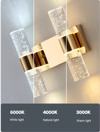 Modern 24W Mirror light Wall Lamps Indoor Fixtures Bubble Crystal Wall Sconces for Bathroom Bedroom Hallway Corridor