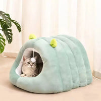 Deep Sleep Cat Bed Cartoon Pet Cave Foldable Removable Washable Sleeping Mat Bed for Kitten Puppy