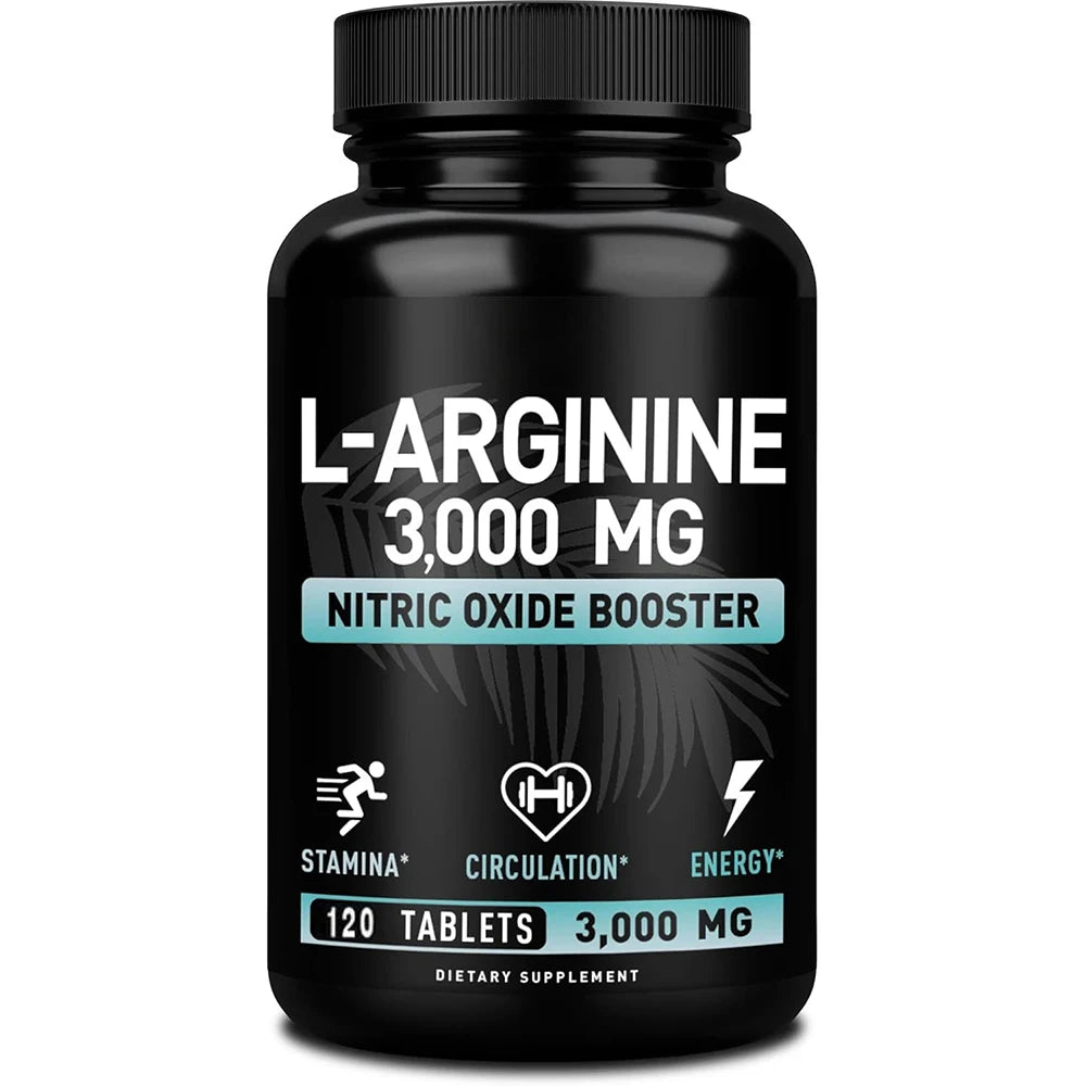 L Arginine 3000mg Capsules | 120 Tablets | Maximum Dose L-Arginine Nitric Oxide Supplement for Workout Training & Muscle Growth