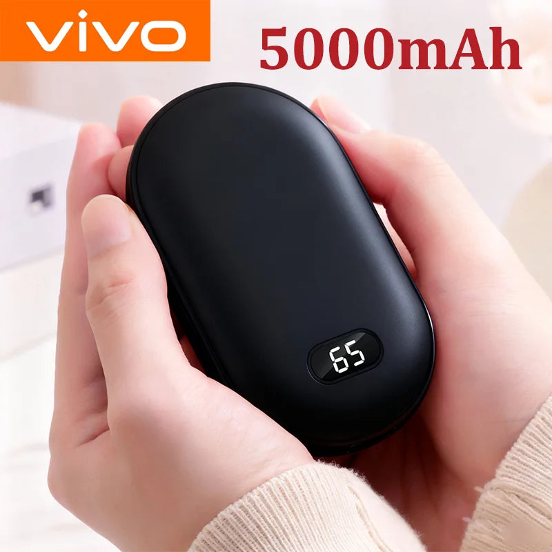 VIVO 10000mAh Hand Warmer Power Bank 2 IN 1 Double-Sided Heating Fast Charging Battery Digital Display Power Bank For Winter