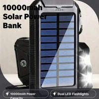 Hiking Emergency Must-Have: 10000mAh 4-in-1 Solar Power Bank with Camping Light & Compass
