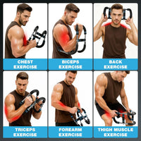 Twister Chest Expander: 66-110lbs 3-Level Arm Trainer. Portable Spring Bar with Safety Sleeve for Shoulder, Biceps & Chest.