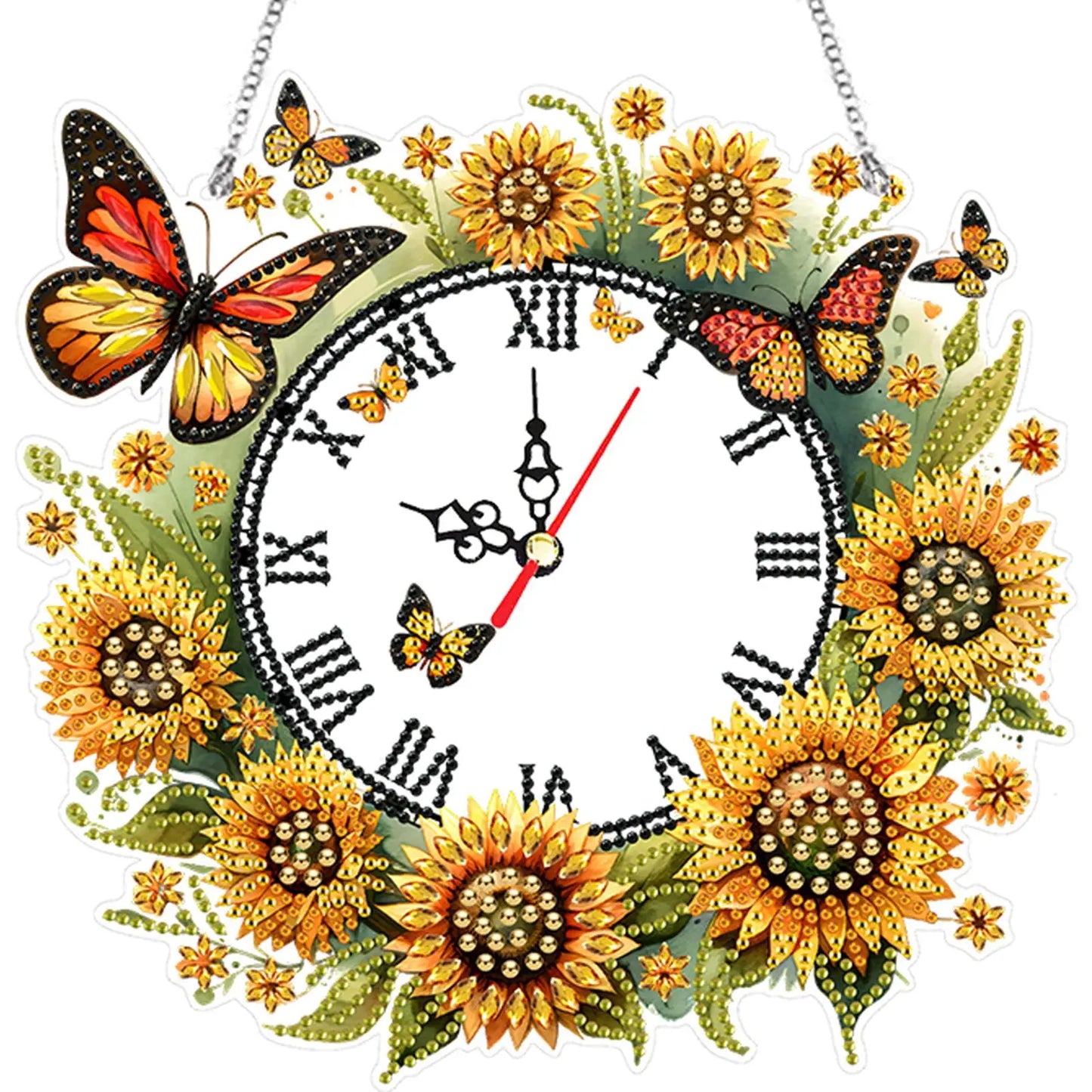2D Flat DIY Acrylic Special Shape Diamond Painting Clock Pendant Diamond Art Clock Pendant Kit Creative Craft Project