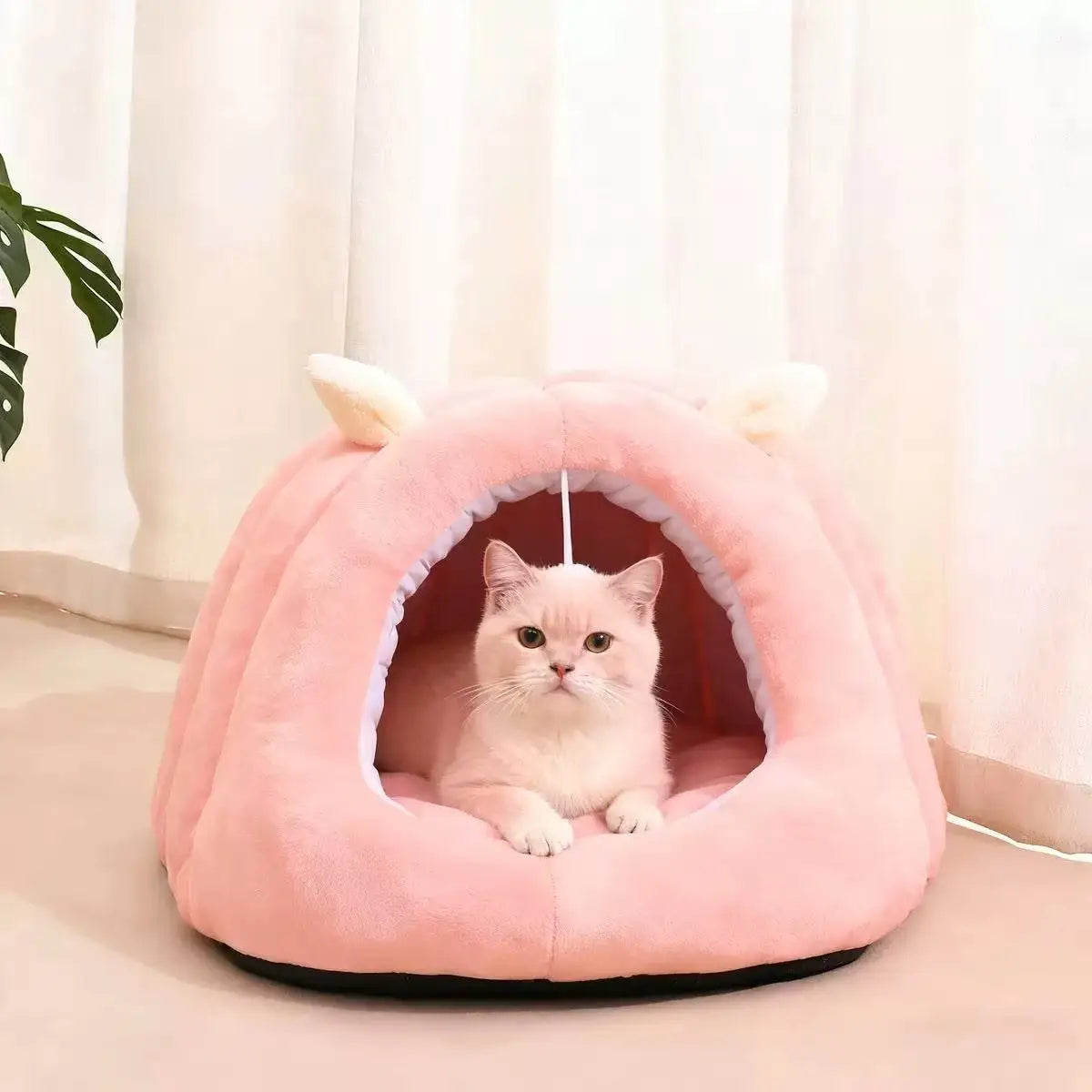 Deep Sleep Cat Bed Cartoon Pet Cave Foldable Removable Washable Sleeping Mat Bed for Kitten Puppy