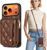 Wallet Case for iPhone 17 Pro Max RFID Blocking PU Leather Cover for Women Anti-Theft Wrist Strap Case